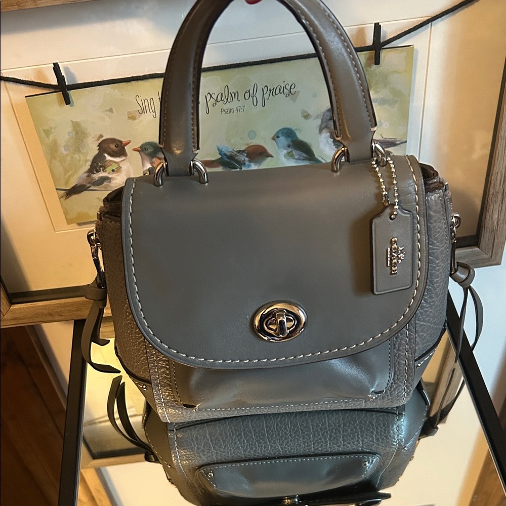 Coach Gray Leather Satchel converts into a backpack - Picture 1 of 13